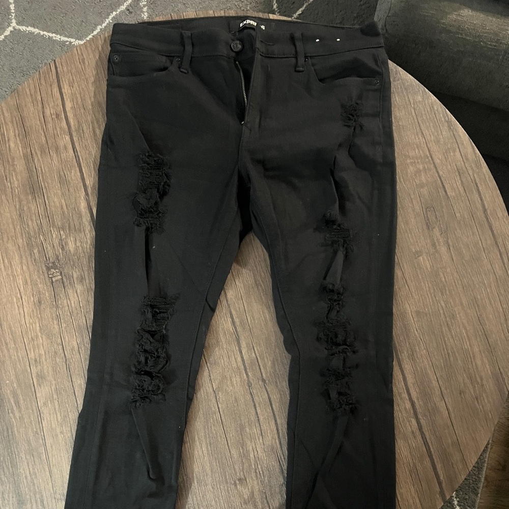 Express Black Ripped Skinny Jeans